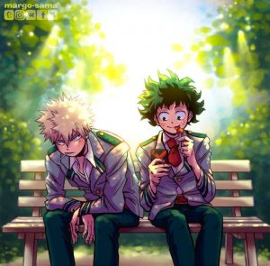 Katsuki Bakugo y Izuku Mirodiya en Boku no Hero