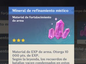 Minerales de Refinamiento en Genshin Impact