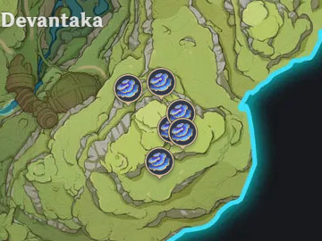 Localización del Champiñón Rukkhashava en la Montaña Devantaka