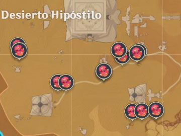 Localización de los Añoraescarlata en el Desierto Hipóstilo