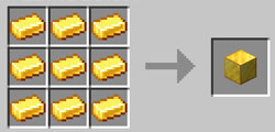 Crafteo del Bloque de Oro en Minecraft