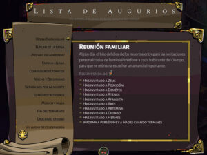 Lista de Augurios de las Moiras en Hades