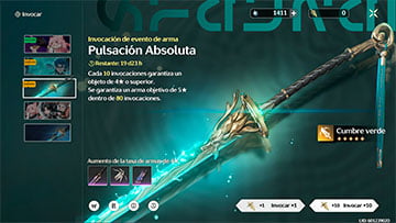 Banner "Invocación de Evento de Arma" en Wuthering Waves