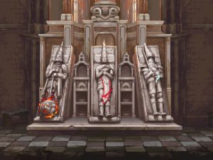 "Jefes Armas" (Veredicto, Ruego al Alba y Sarmiento y Centella) de Blasphemous 2